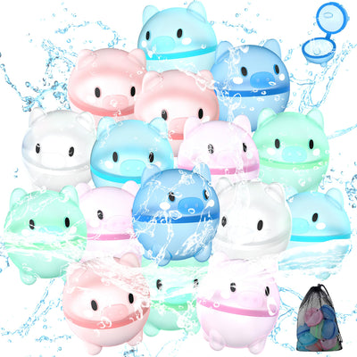 16 pièces de ballons d'eau réutilisables pour enfants et adultes, ballons d'eau à fermeture automatique