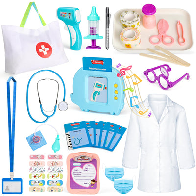 Doctor's case children, doctor's case children educational toy with talking flashcards German, stethoscope, doctors bag doctor set game