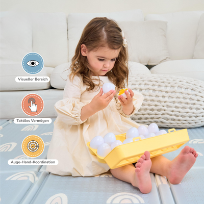 Plastic eggs for matching shapes and colors - Promotes creativity