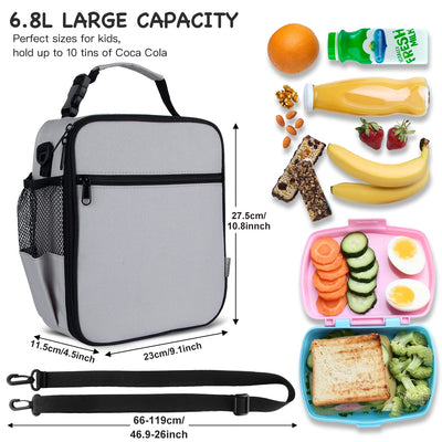 Isolierte Lunchbox-Tasche für Kinder, thermische Picknick-Kühltasche mit verstellbarem Gurt