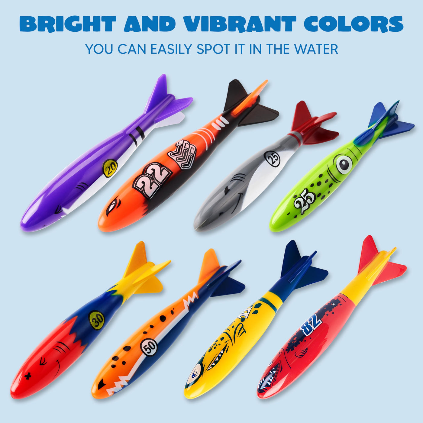 8 pieces torpedo, shark, diving toy for children
