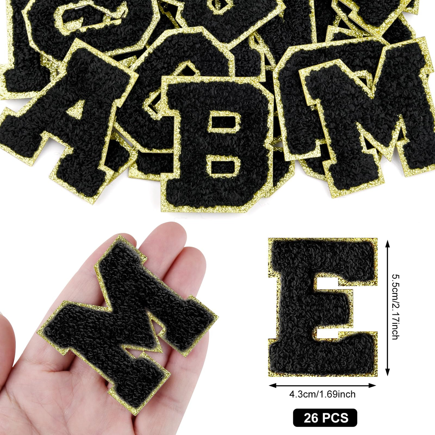Self-adhesive Chenille Letter Patches, for Ironing On Clothes, fabric, shoes, bags