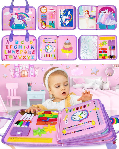 Busy Board 8 in 1 für Kleinkinder Activity Board Baby Sensory mit Leben Fähigkeiten, Puzzles, dress-up Kleidung