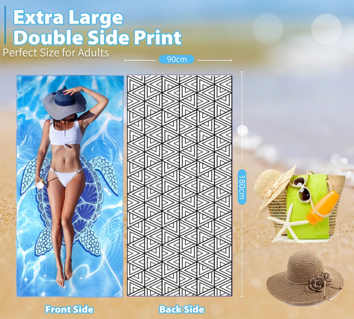 Serviette de plage en microfibre Serviette de bain grand format