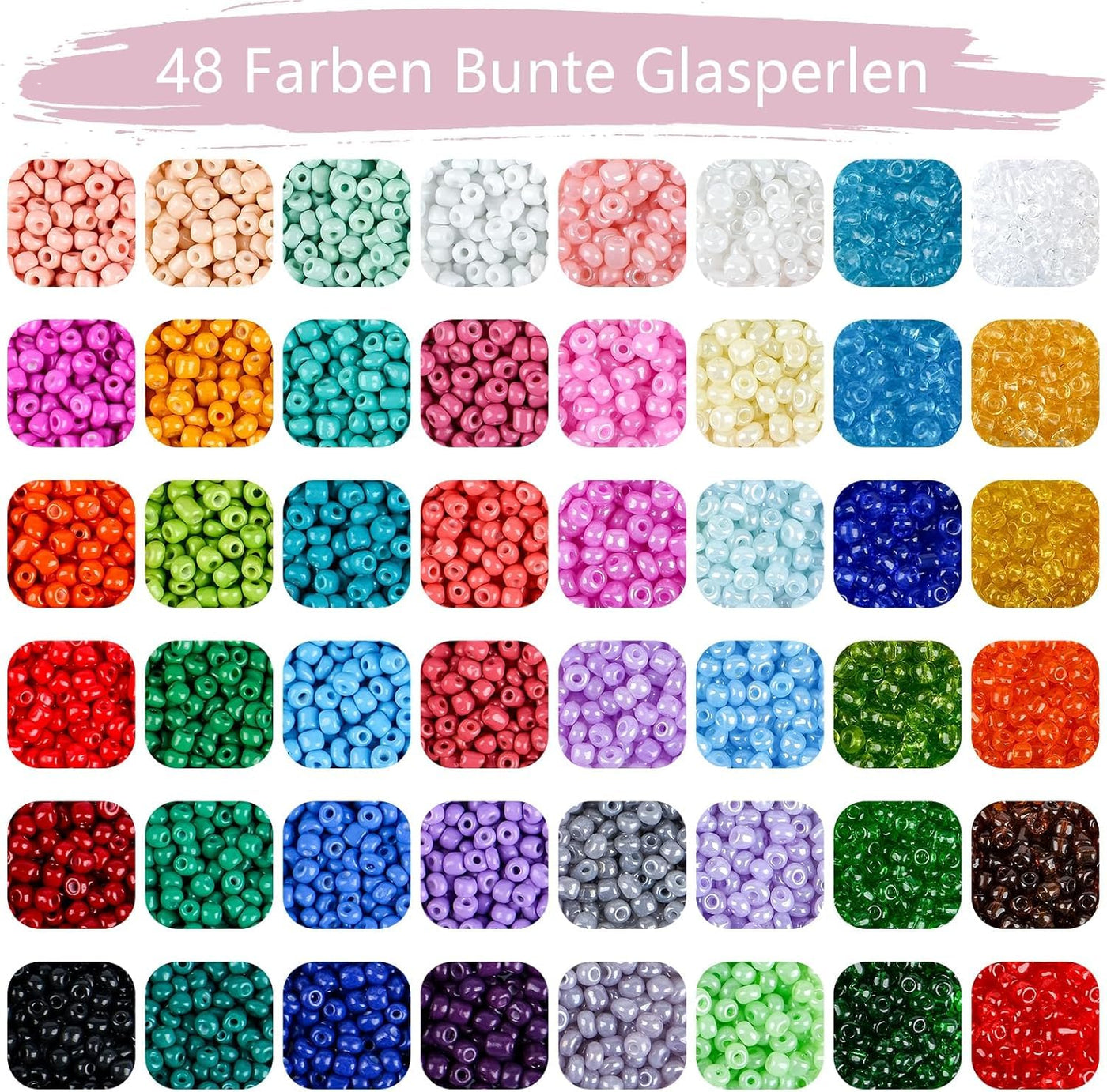 Perles pour Bracelets, 48 Couleurs de Perles pour Enfiler des Perles