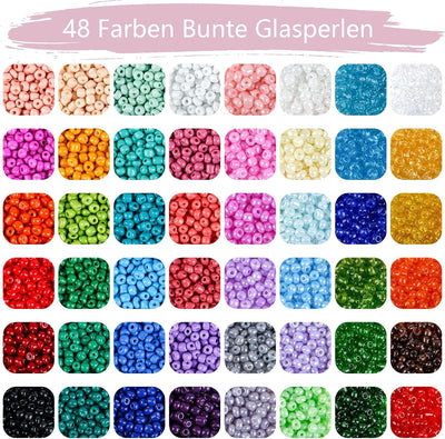 Perles pour Bracelets, 48 Couleurs de Perles pour Enfiler des Perles