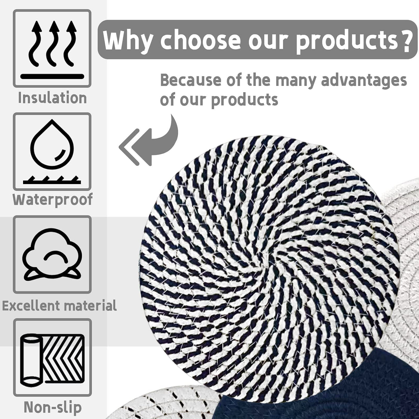 Support de Pot Chaud de Tapis de Tissage de Fil de Coton