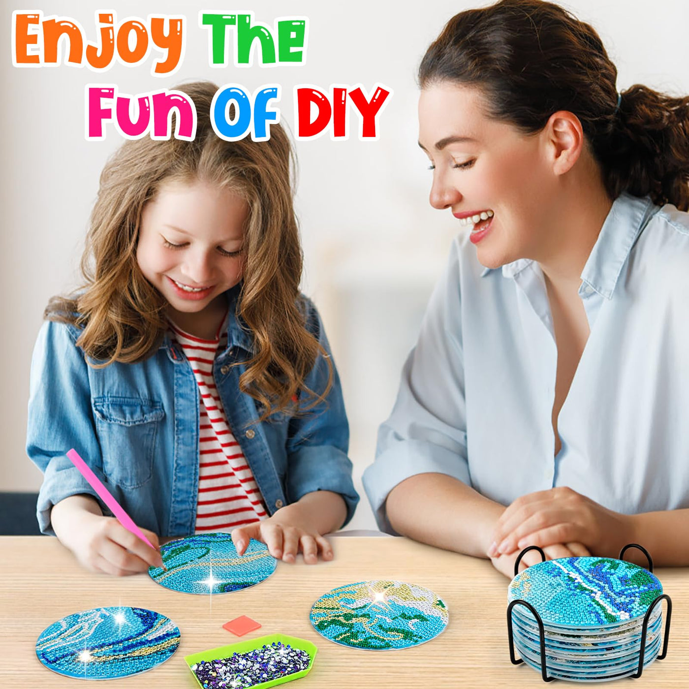 10pcs Diamond Painting Coasters With Holder