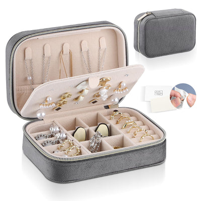 Jewelry Box Travel Small Velvet Jewelry Storage Portable Jewelry Case with Zipper