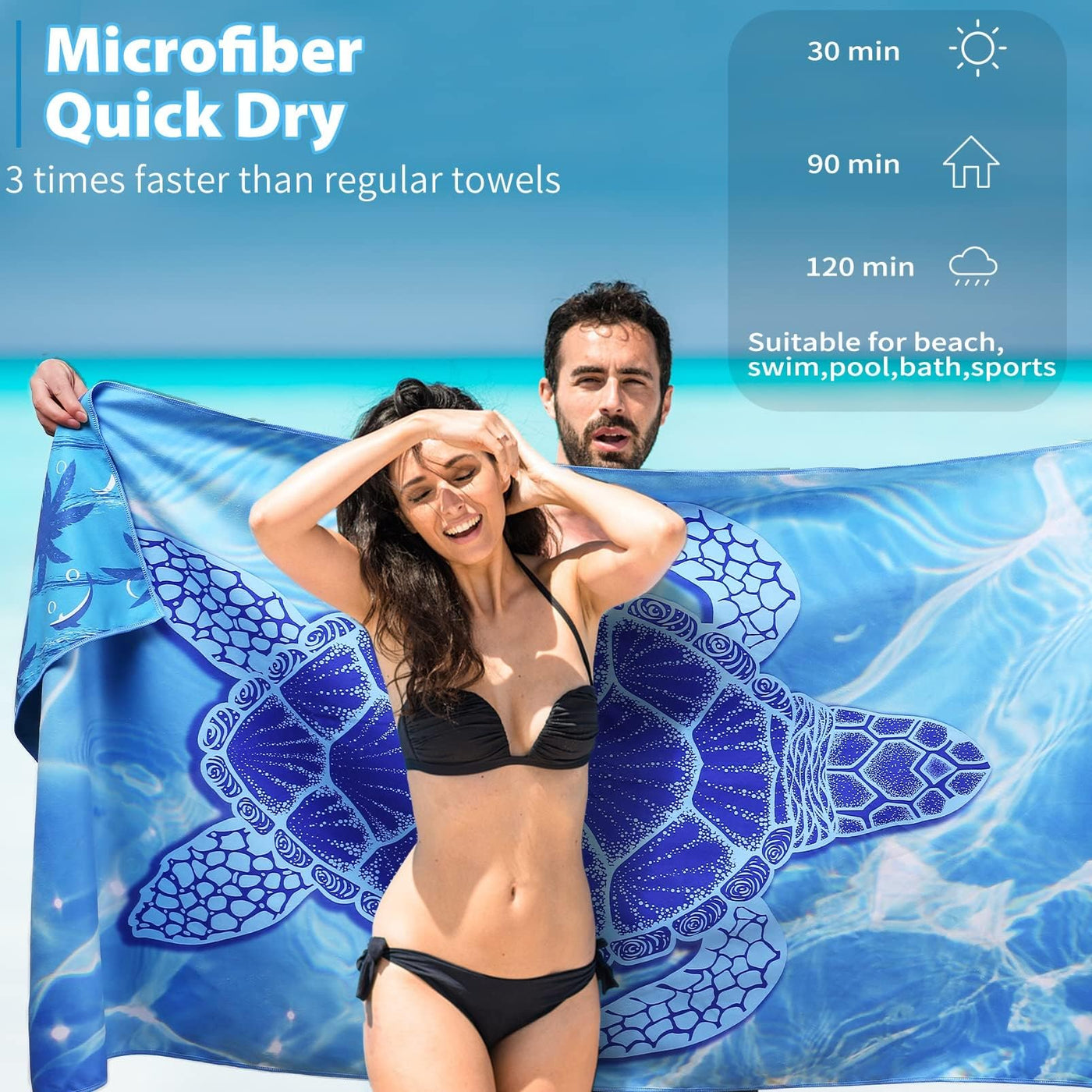 Serviette de plage en microfibre Serviette de bain grand format