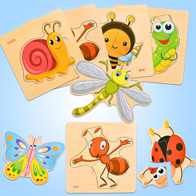 Puzzle, 8 piece wooden puzzle, animal puzzle wood gift for baby and toddler