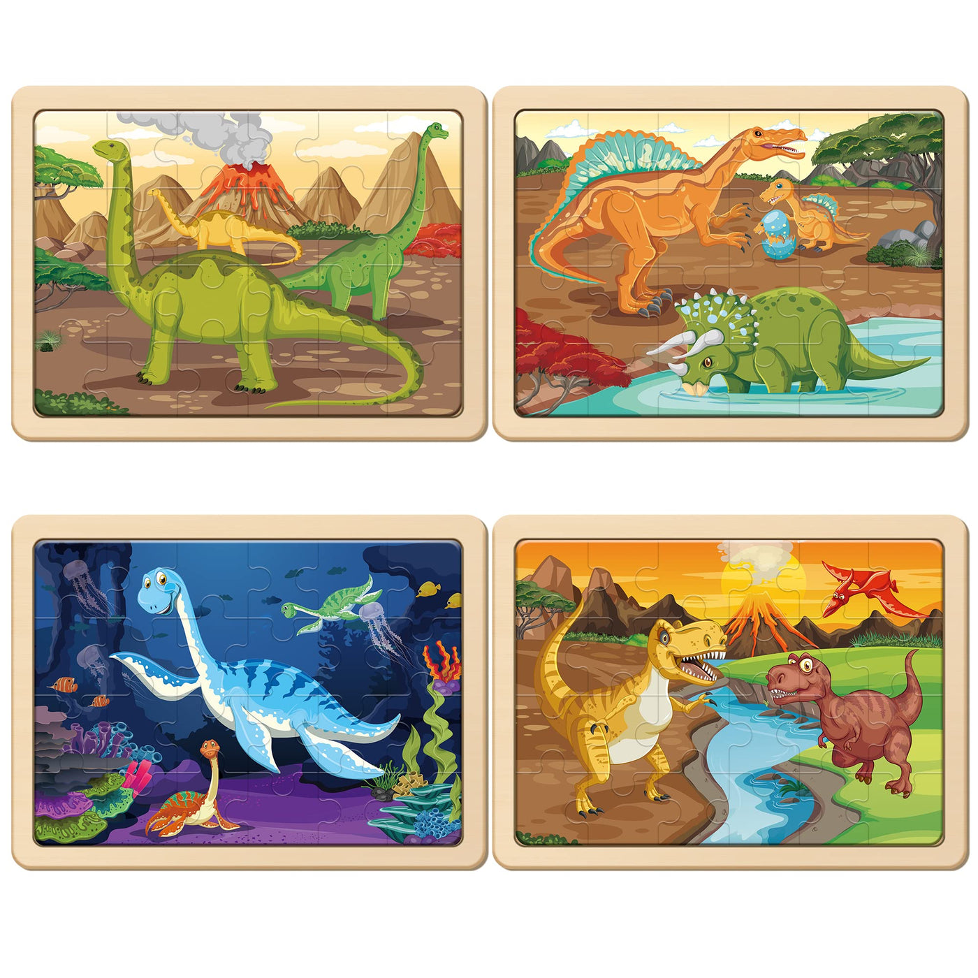 Puzzle pieces children dino wooden puzzle