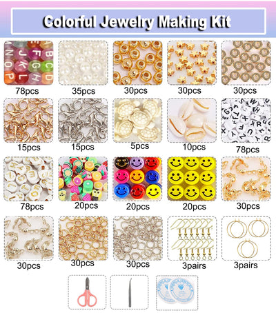 Beads for stringing, 10000+pcs Clay Beads Set Heishi Beads Set Jewelry Polymer Clay Beads, DIY Bead Set for Bracelets Heishi Beads