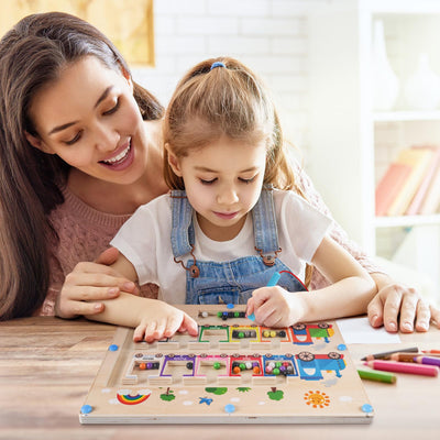 Spielzeug Magnetspiel Labyrinth, Holzspielzeug Kinderspielzeug Lernspiele Busy Board, Magnetspielzeug