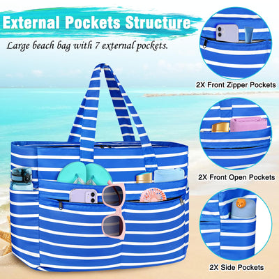 Grand sac de plage imperméable avec fermeture éclair