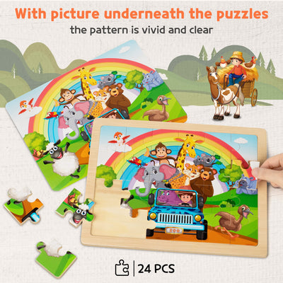 Children's animal wooden puzzle, preschool Educational toy