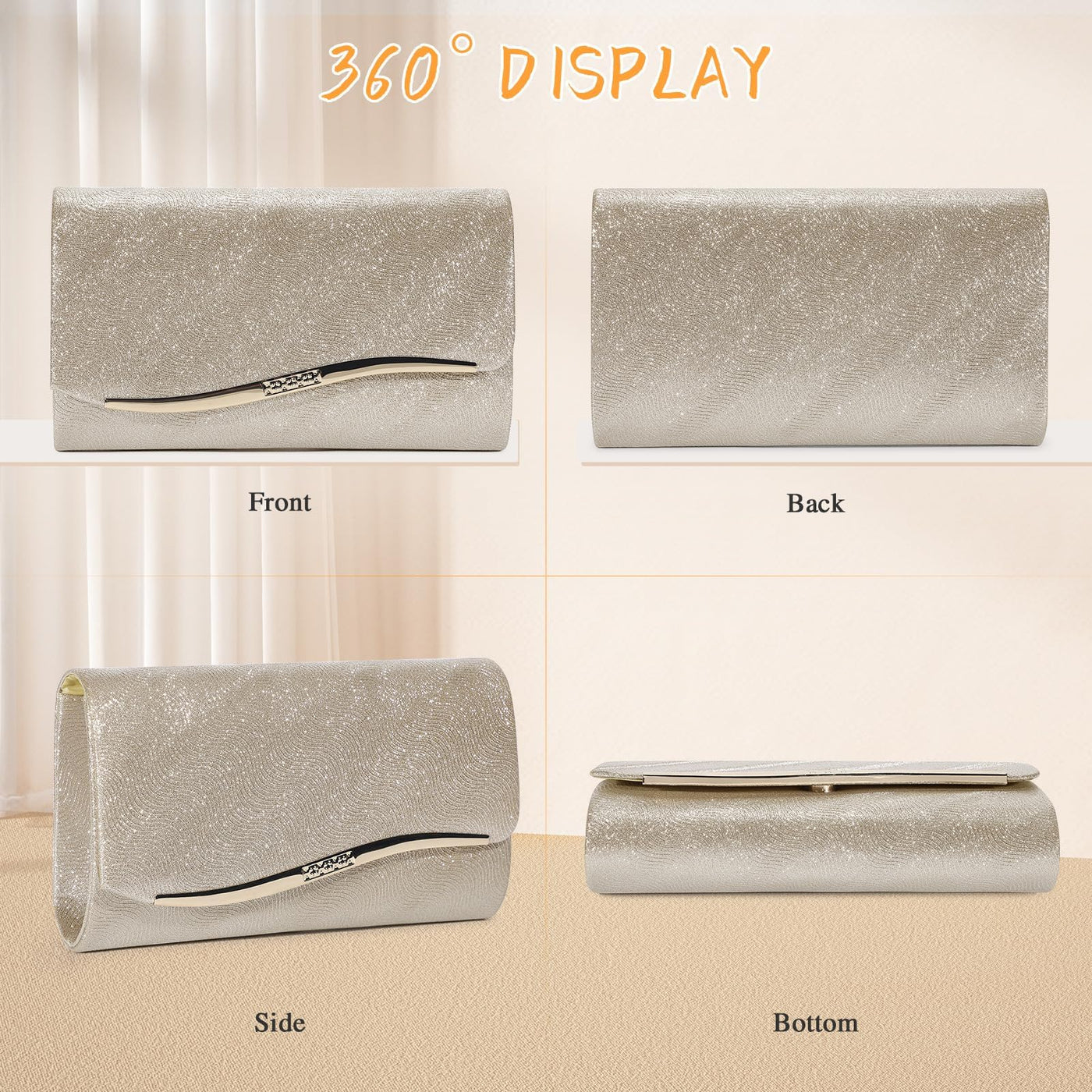 Evening Bag, Fashionable Handbag, Elegant Wedding Clutch, Envelope Chain Bag