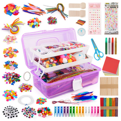 Craft sets for children's craft kit, 2200+ craft set for children, pipe cleaners, pompoms, fork, spoon, wiggly eyes