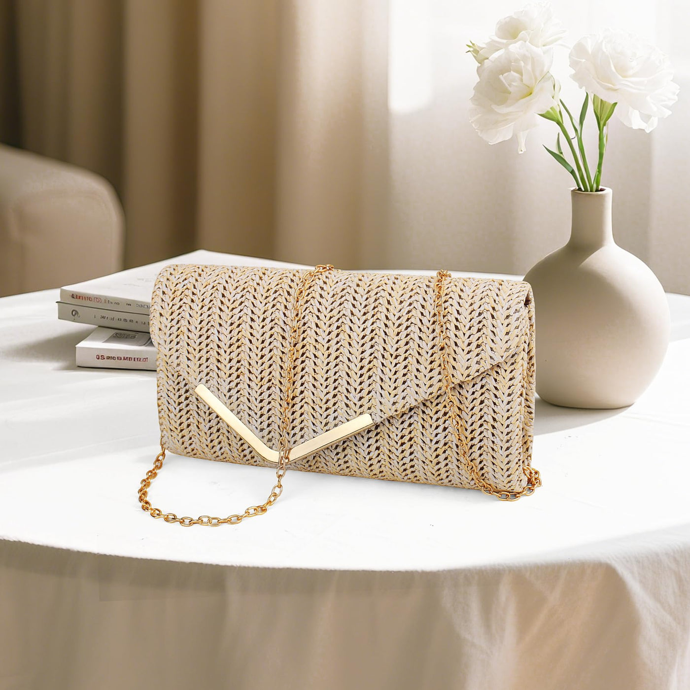 Clutch Lederhandtaschen mit abnehmbarer Kette
