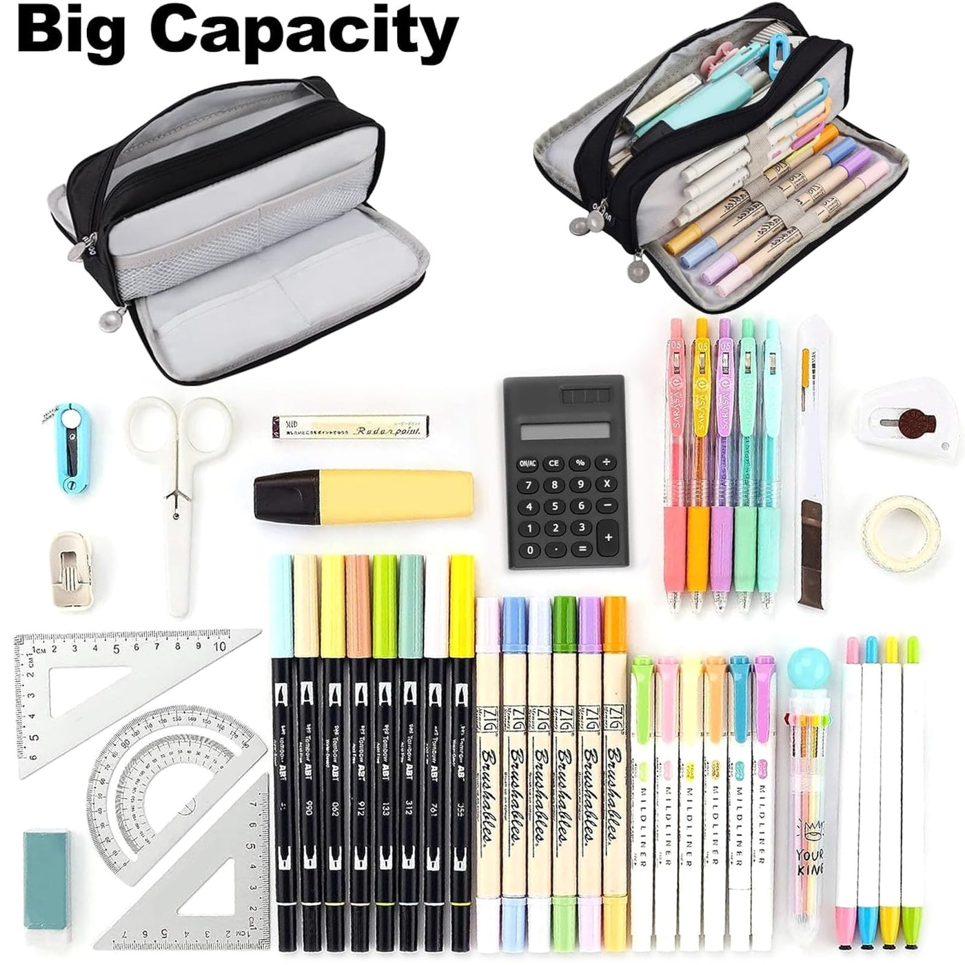 Pencil Case Pencil Bags Teenager Large Capacity Pencil Case Pens 3 Compartment