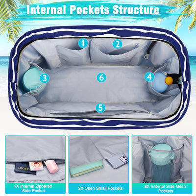 Grand sac de plage imperméable avec fermeture éclair