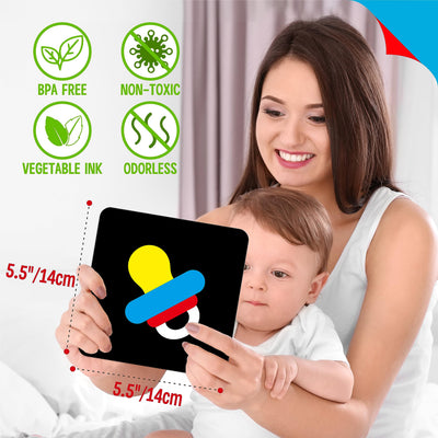 50 pages de cartes de stimulation visuelle colorées pour bébés, 25 pièces de cartes à code couleur très contrasté