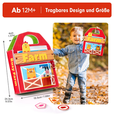 Busy Board 3D Felt Farm Quiet Book Förderung der Feinmotorik