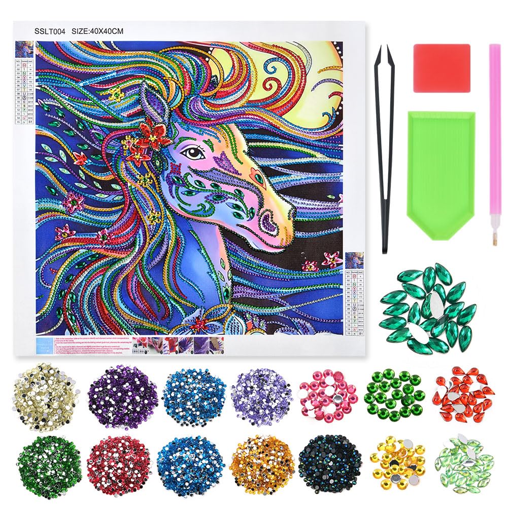 Diamond Painting DIY Diamond Painting Colorful Horse, 5D Diamond Painting Cross Stitch Full Diamond