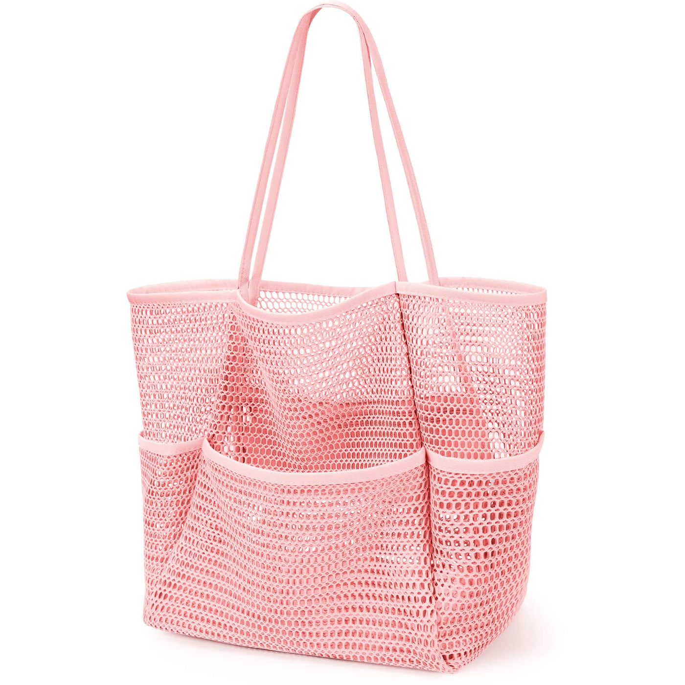 Sac de plage en maille, grand, pliable, sac de natation en maille avec poches, étanche au sable, étanche à l'eau