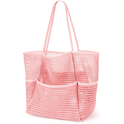 Sac de plage en maille, grand, pliable, sac de natation en maille avec poches, étanche au sable, étanche à l'eau
