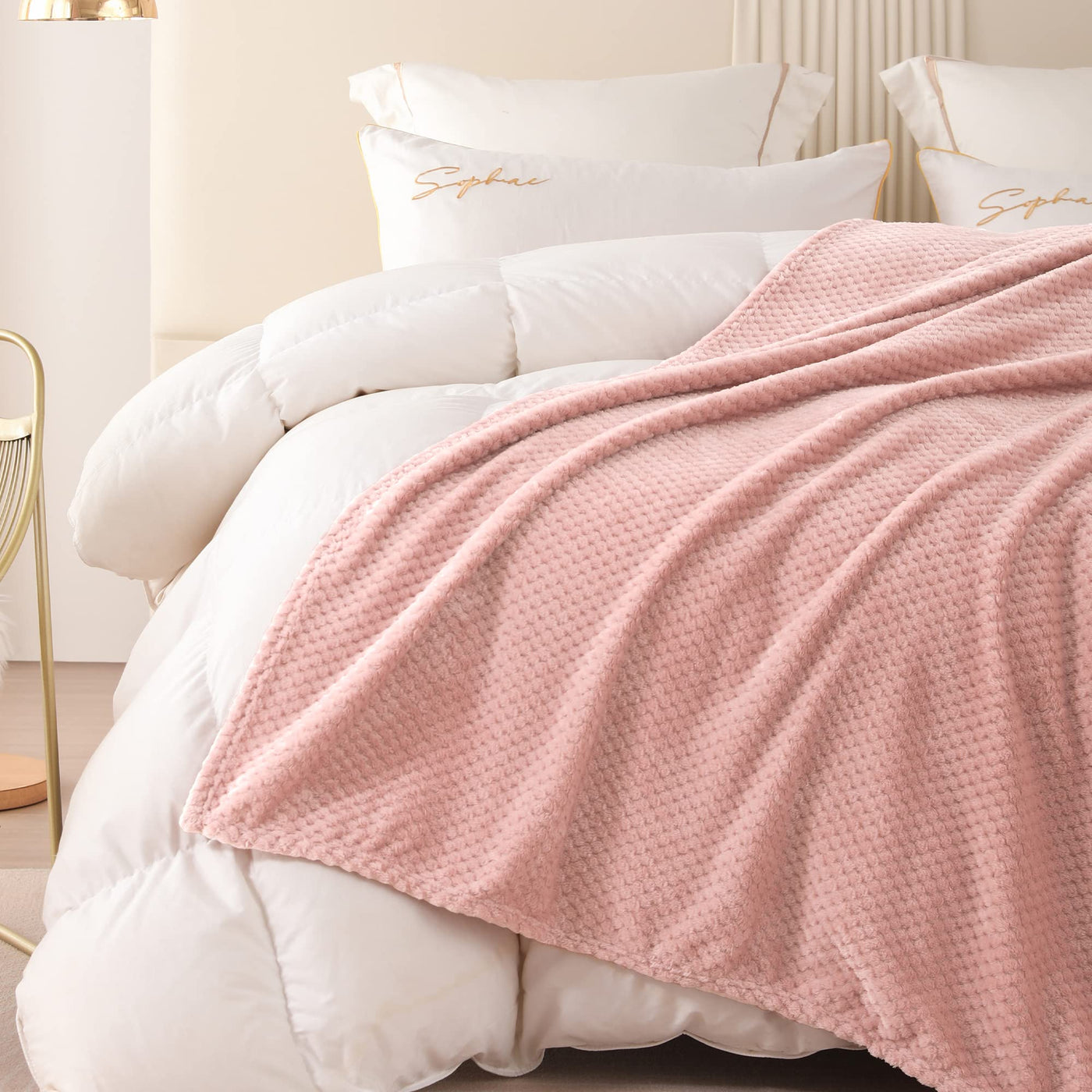 Couverture douillette Couverture en polaire super douce et chaude pour le canapé et le lit avec motif gaufré, couverture douillette et confortable