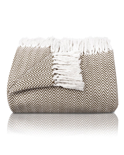 Premium bedspread with fringes - cotton blanket as bed throw, couch throw