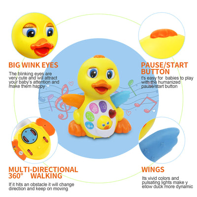 Duck baby toy with music and lights, crawling musical toy educational baby toy