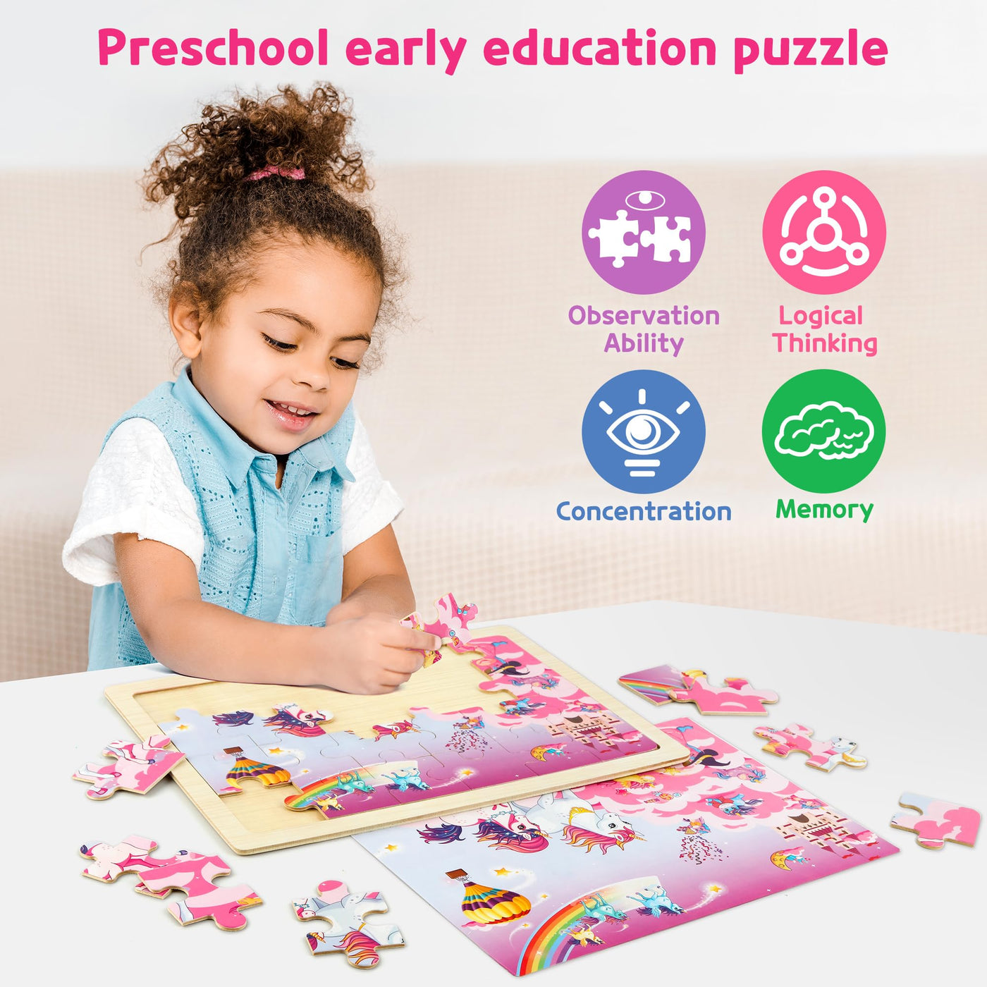 Share children's wooden puzzle, preschool Educational toy