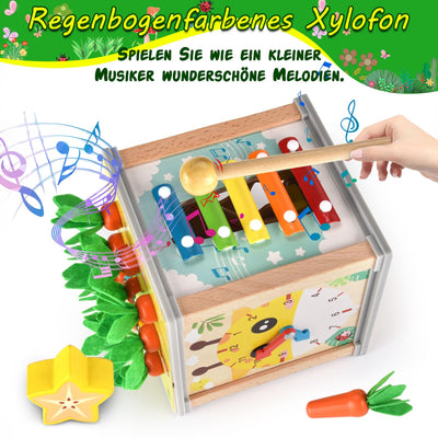 Motor activity cube wood baby 7 in 1 activity cube, activity center, carrot harvesting wooden toy motor activity toy