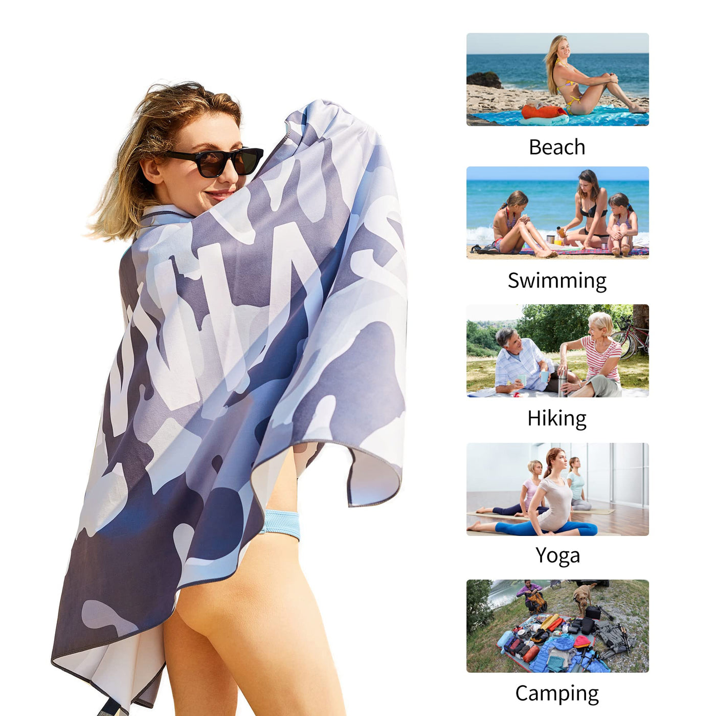Serviette de plage Large, serviette en microfibre