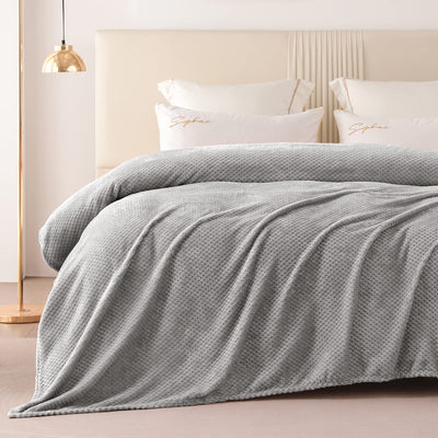 Couverture douillette Couverture en polaire super douce et chaude pour le canapé et le lit avec motif gaufré, couverture douillette et confortable
