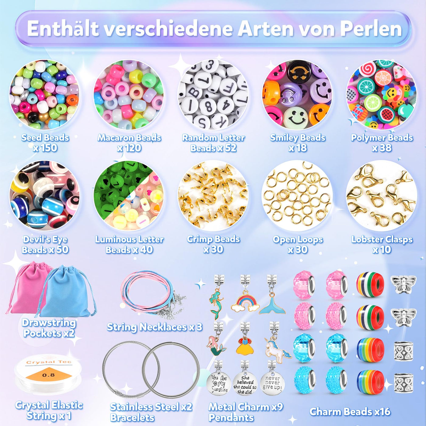 Filles d'inscription à l'école, Perles de bricolage pour Bracelets, Perles pour Enfiler de l'Artisanat, Fabriquez-vous, Licorne