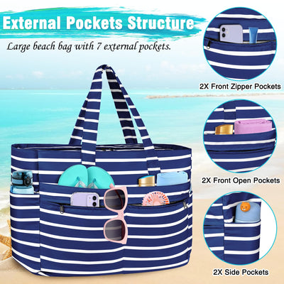 Grand sac de plage imperméable avec fermeture éclair