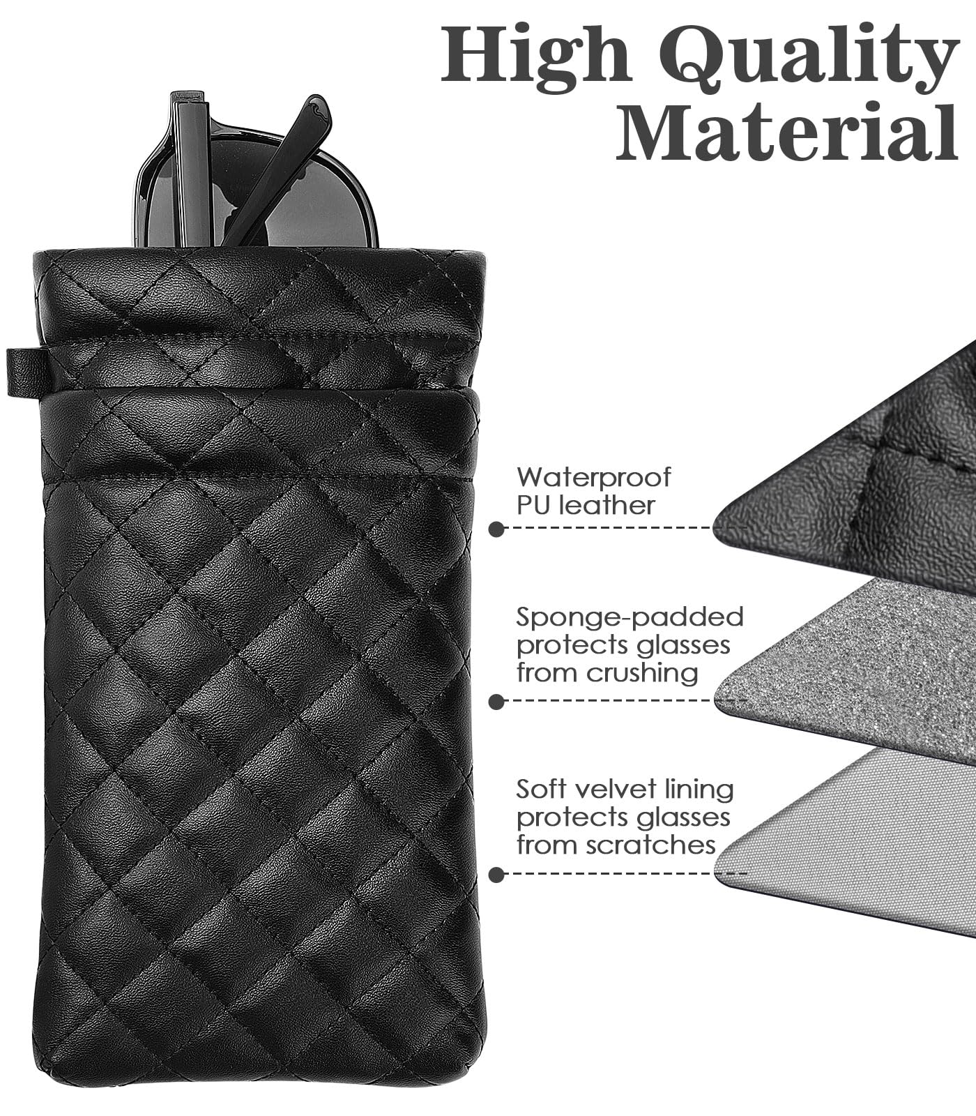 Etui à lunettes, Etui à lunettes de soleil double couche en cuir PU souple pour , Portable