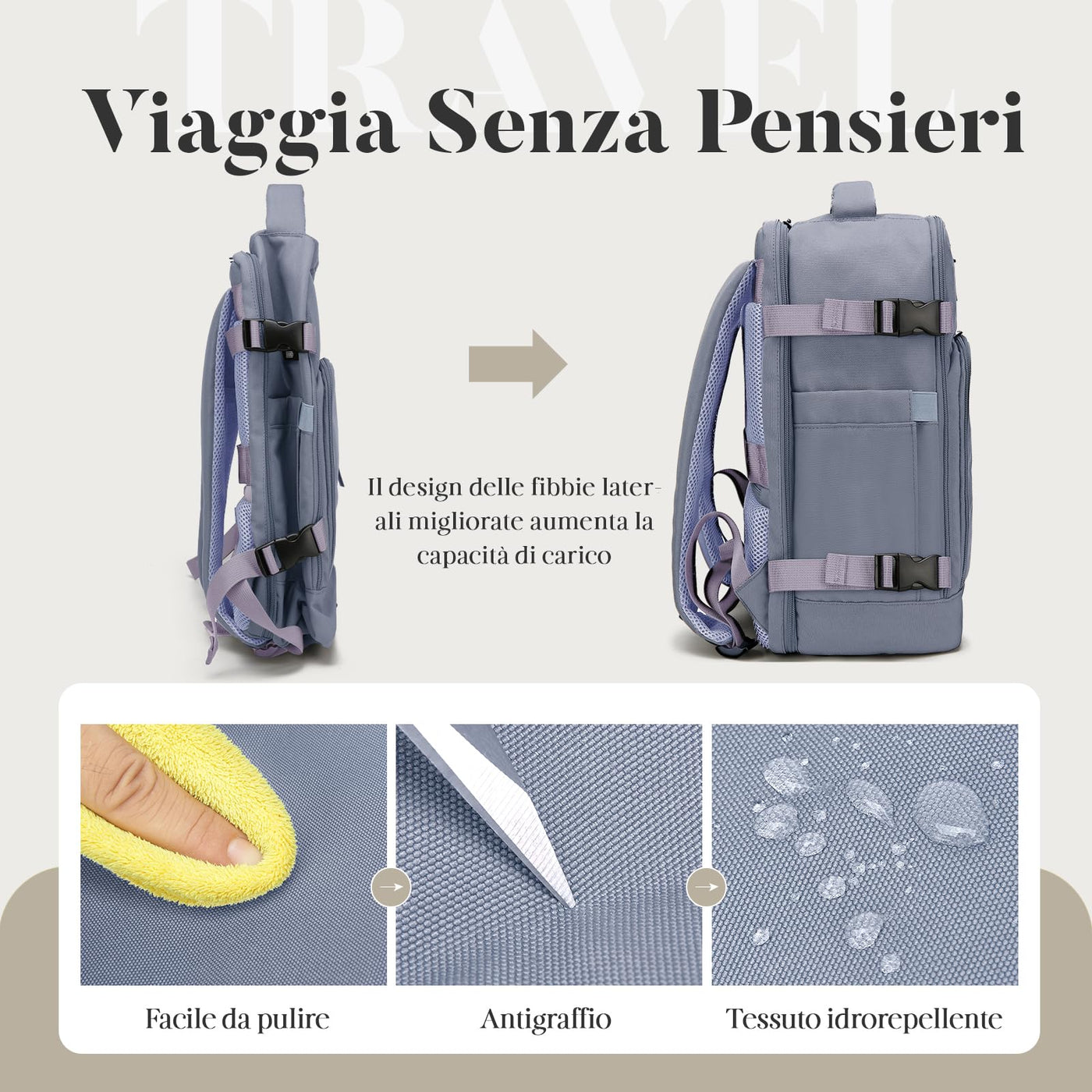 Hand Luggage Backpack Lightweight Laptop Compartment & Anti-theft Device