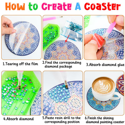 10pcs Diamond Painting Coasters With Holder
