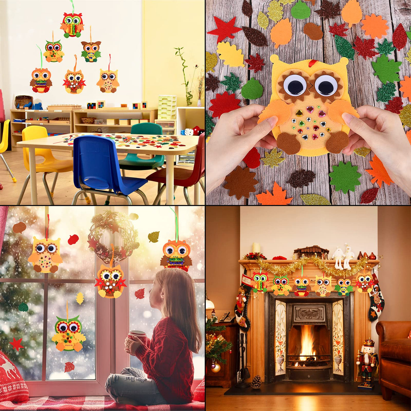Felt craft set for decoration, 6 pieces Owl craft set, fall crafts for children, creative sets and craft supplies for children