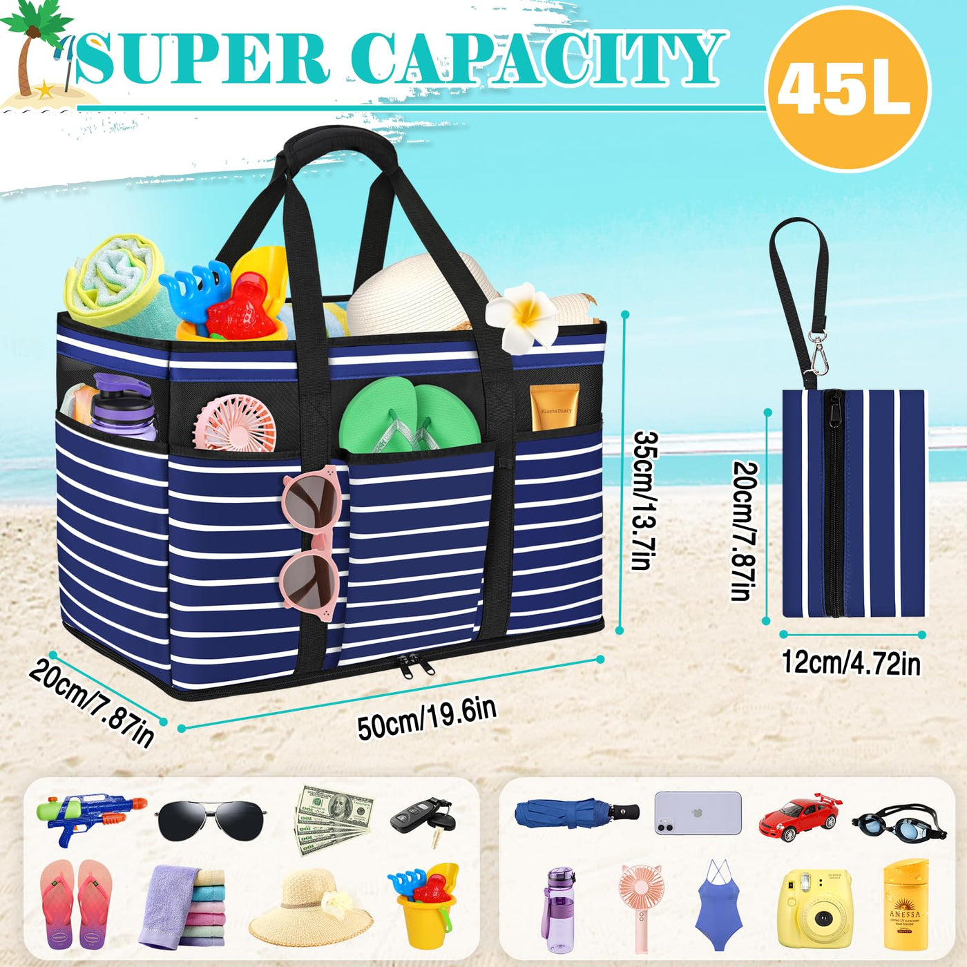 Grand Sac de Plage Léger Sac de Piscine