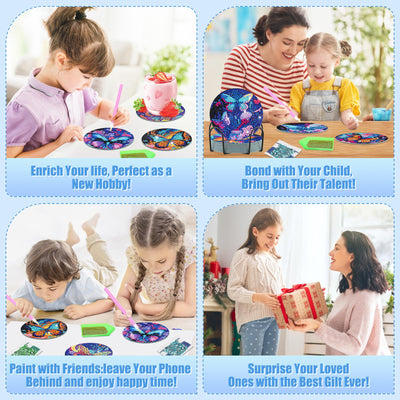 8 PCS Diamond Painting Coasters with Holder