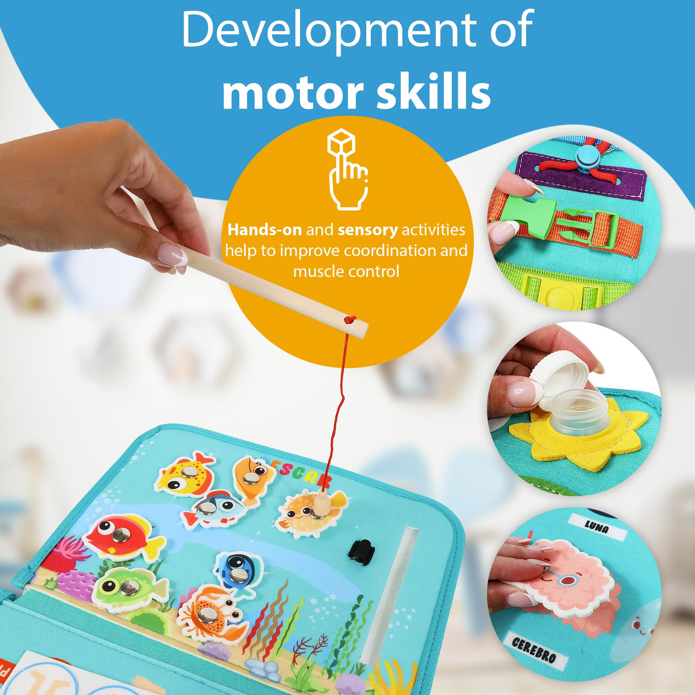 Wooden Busy Board Activity Board for Toddlers