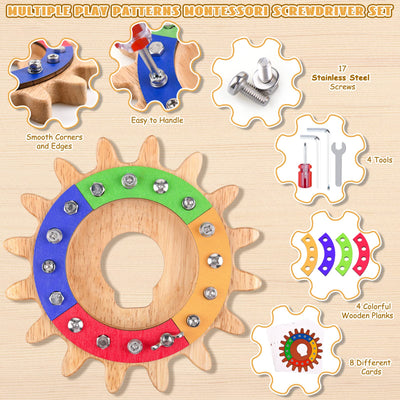 35 in 1 screw board, wooden toy, educational toy, motor skills toy, fine motor skills, sensory skills