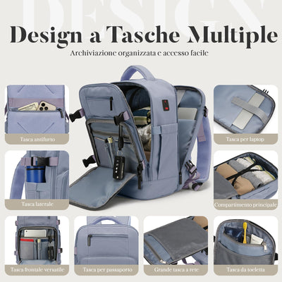 Hand Luggage Backpack Lightweight Laptop Compartment & Anti-theft Device