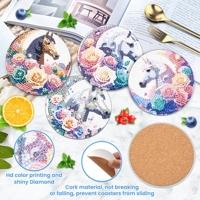 8 PCS Diamond Painting Coasters with Holder