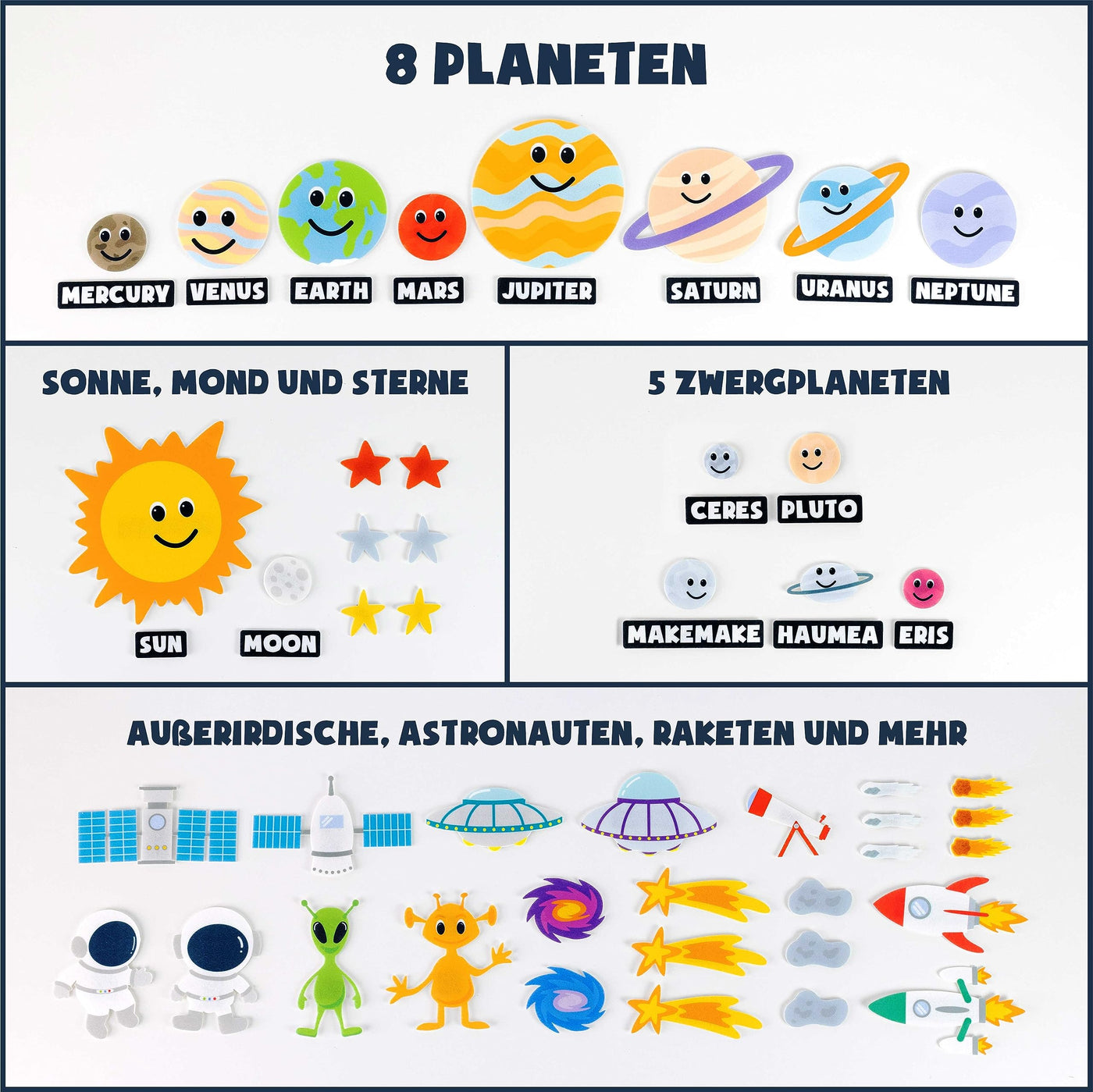 Solar system children with 61 felt figures planets children's toy  model space